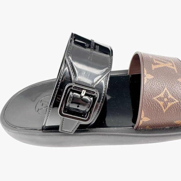 Louis Vuitton Sunbath Flat Mules EU 40 US 10 LV Monogram Black Slide Sandal - Picture 9 of 13
